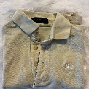 Burberry Cream Polo with Embroidered Logo